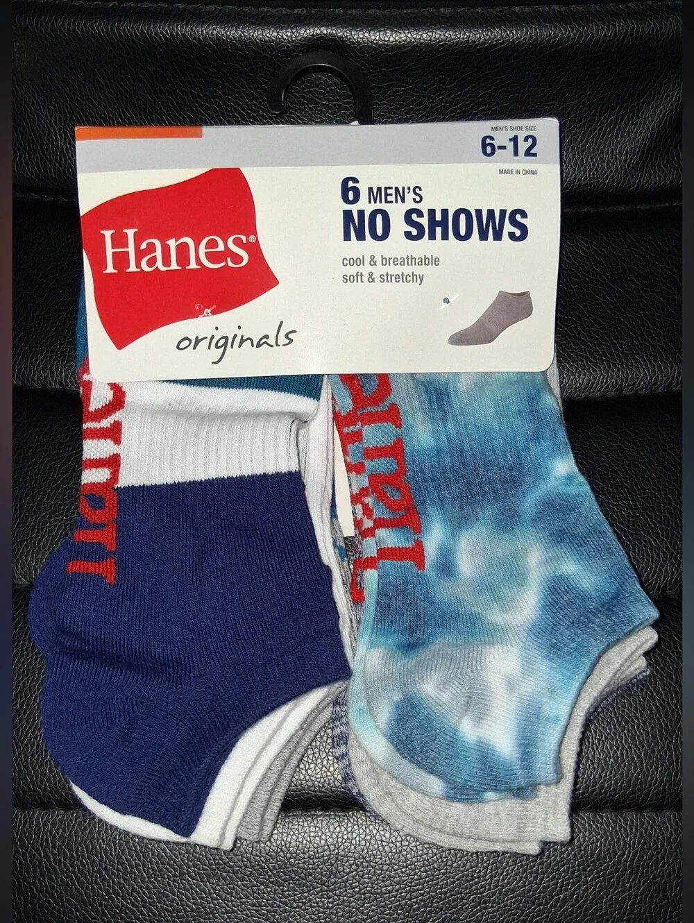 Hanes Originals Men's Moisture Wicking No Show Socks, 6-Pack